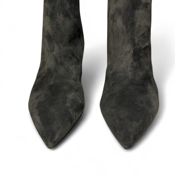 Saint Laurent Women's Liz 85 Luxor Suede Booties Sabble Brown EU 37.5 NIB - Picture 12 of 16